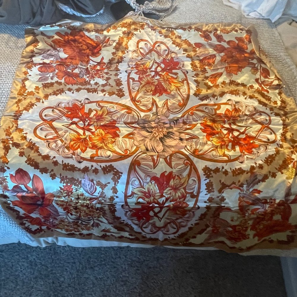 white fox satin scarf top